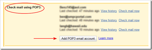 check mail using and add pop3 highlight