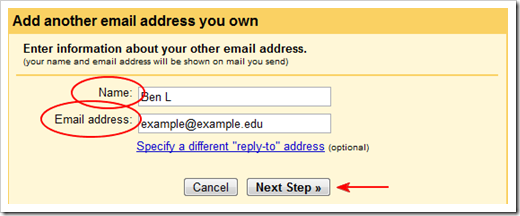 imap name email next step highlight