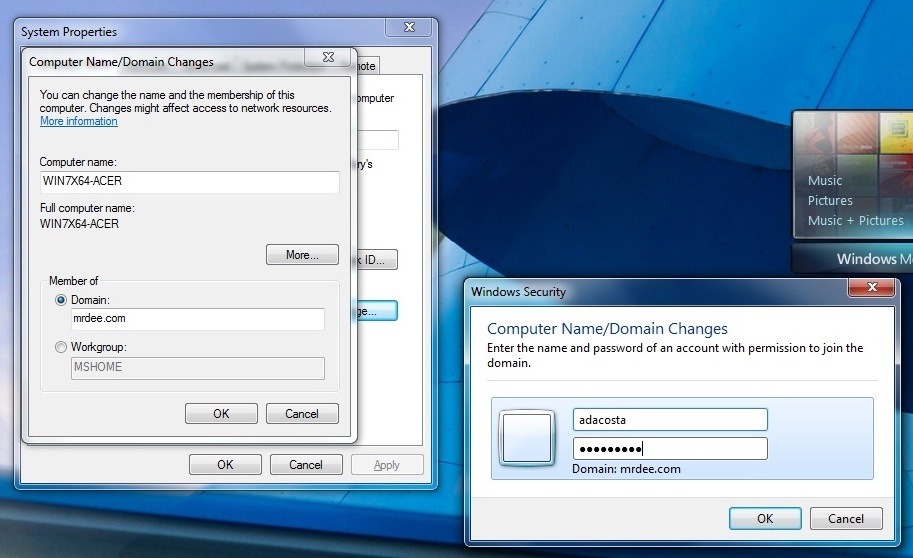 Quick Look Windows 7 in the workplace Joining a Domain