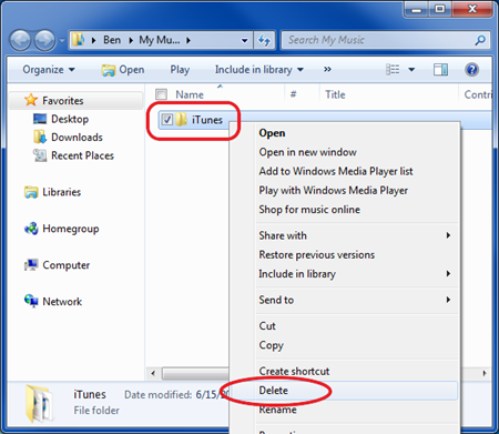 default itunes folder