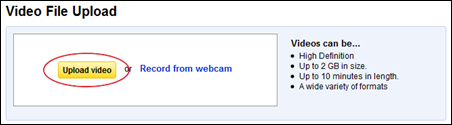 upload video button