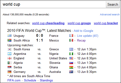 world cup google results