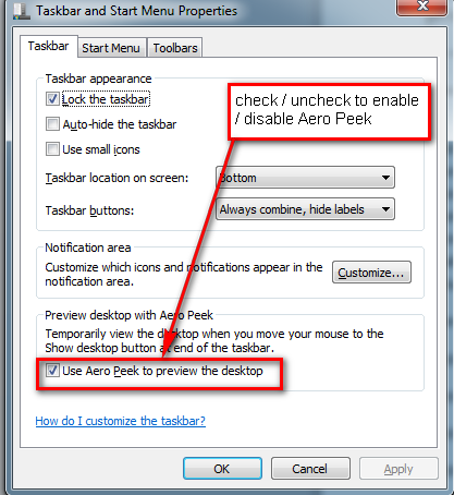 How To Disable and Enable Aero Peek In Windows 7