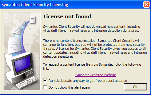 Symantec Notebook Alert